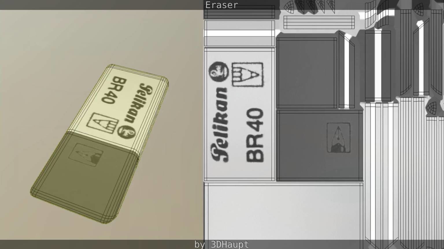 Eraser orange pencil on table Low-poly 3D model_66