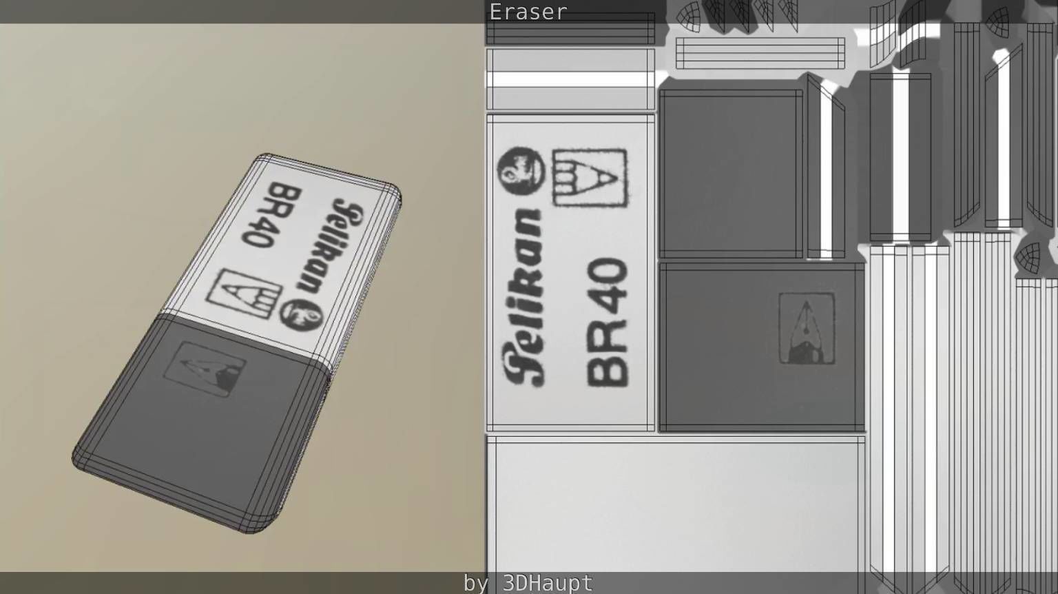 Eraser orange pencil on table Low-poly 3D model_68