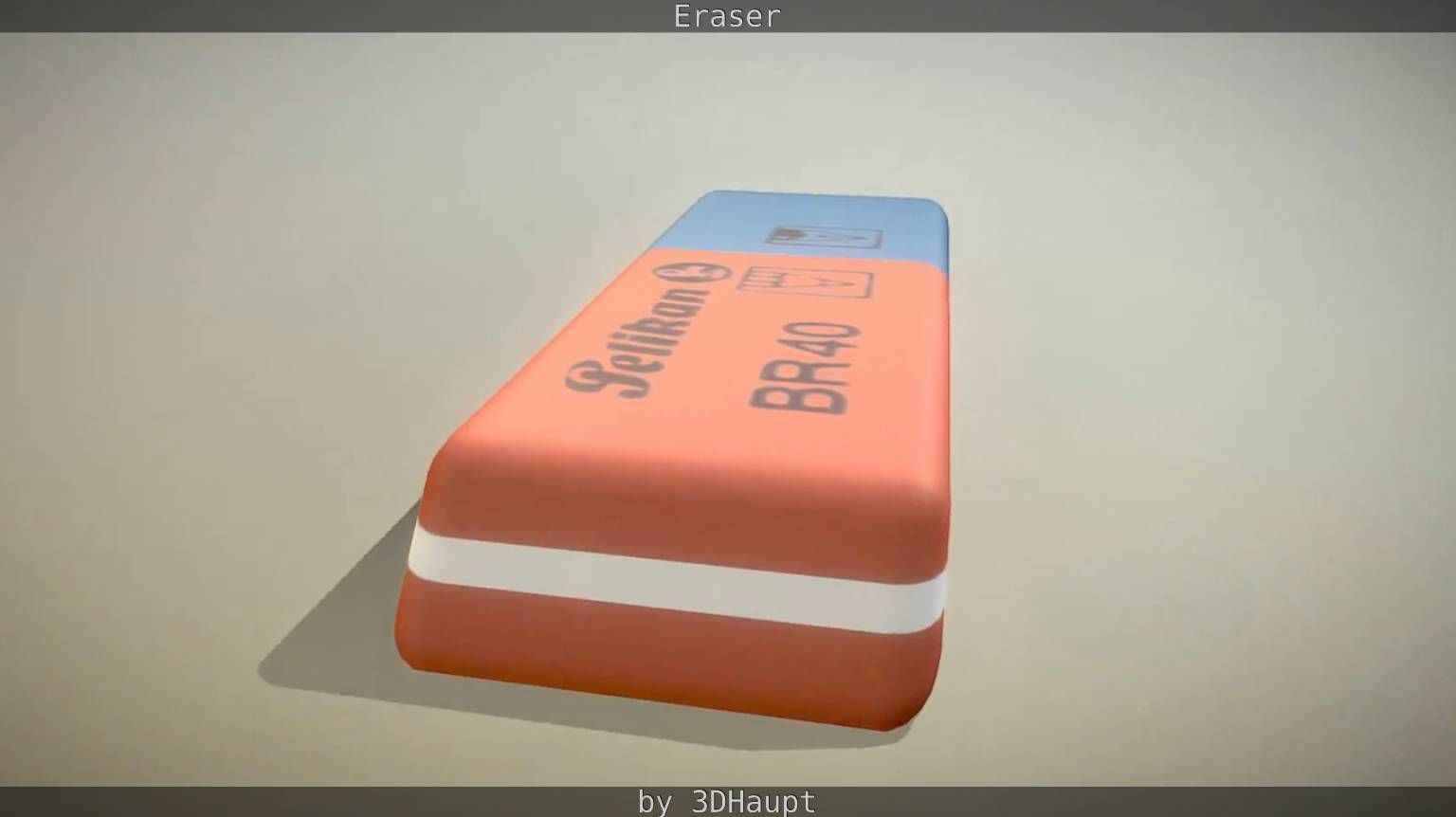 Eraser orange pencil on table Low-poly 3D model_16