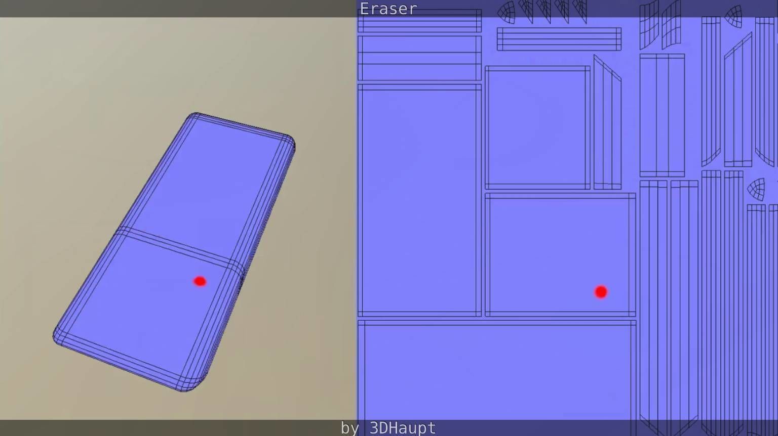 Eraser orange pencil on table Low-poly 3D model_63