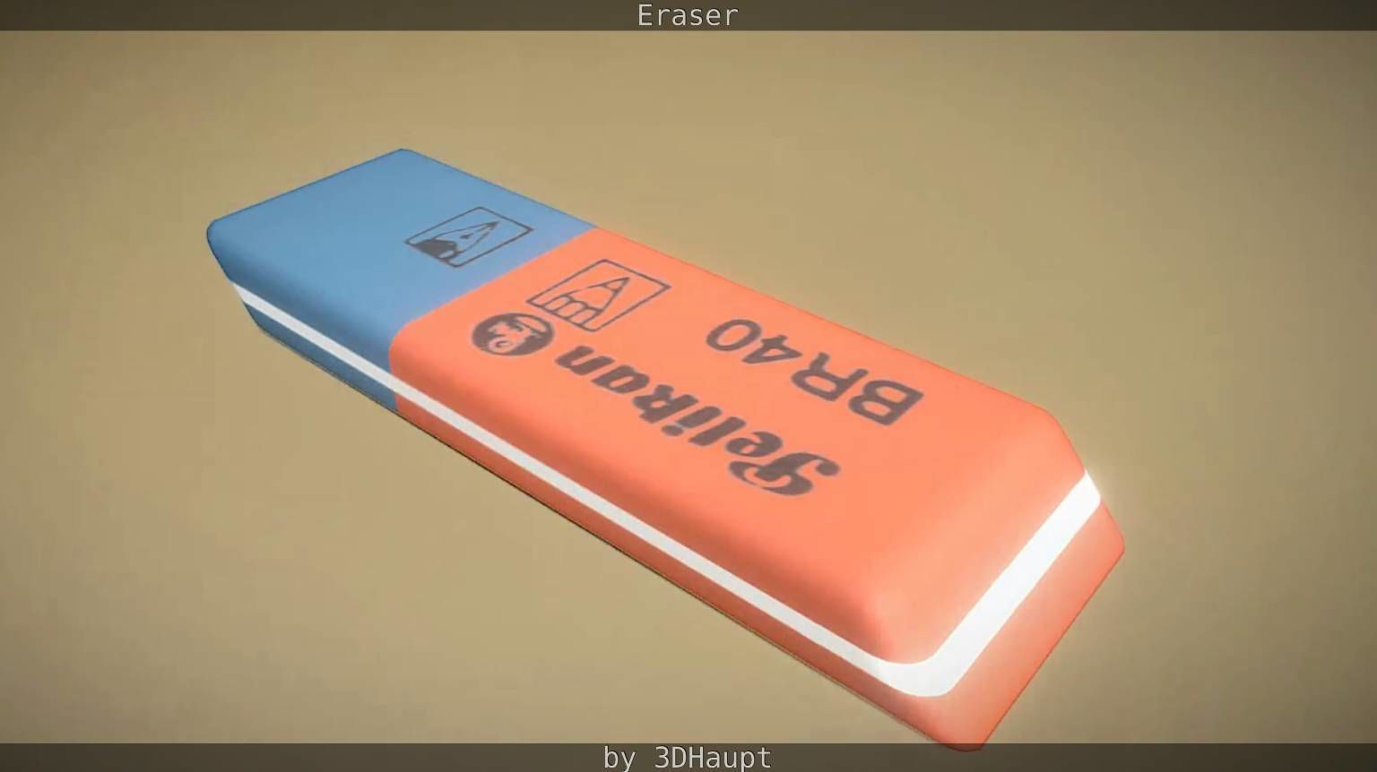 Eraser orange pencil on table Low-poly 3D model_29