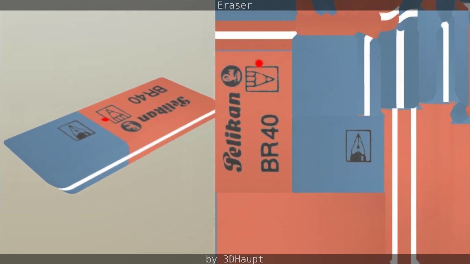Eraser orange pencil on table Low-poly 3D model_47
