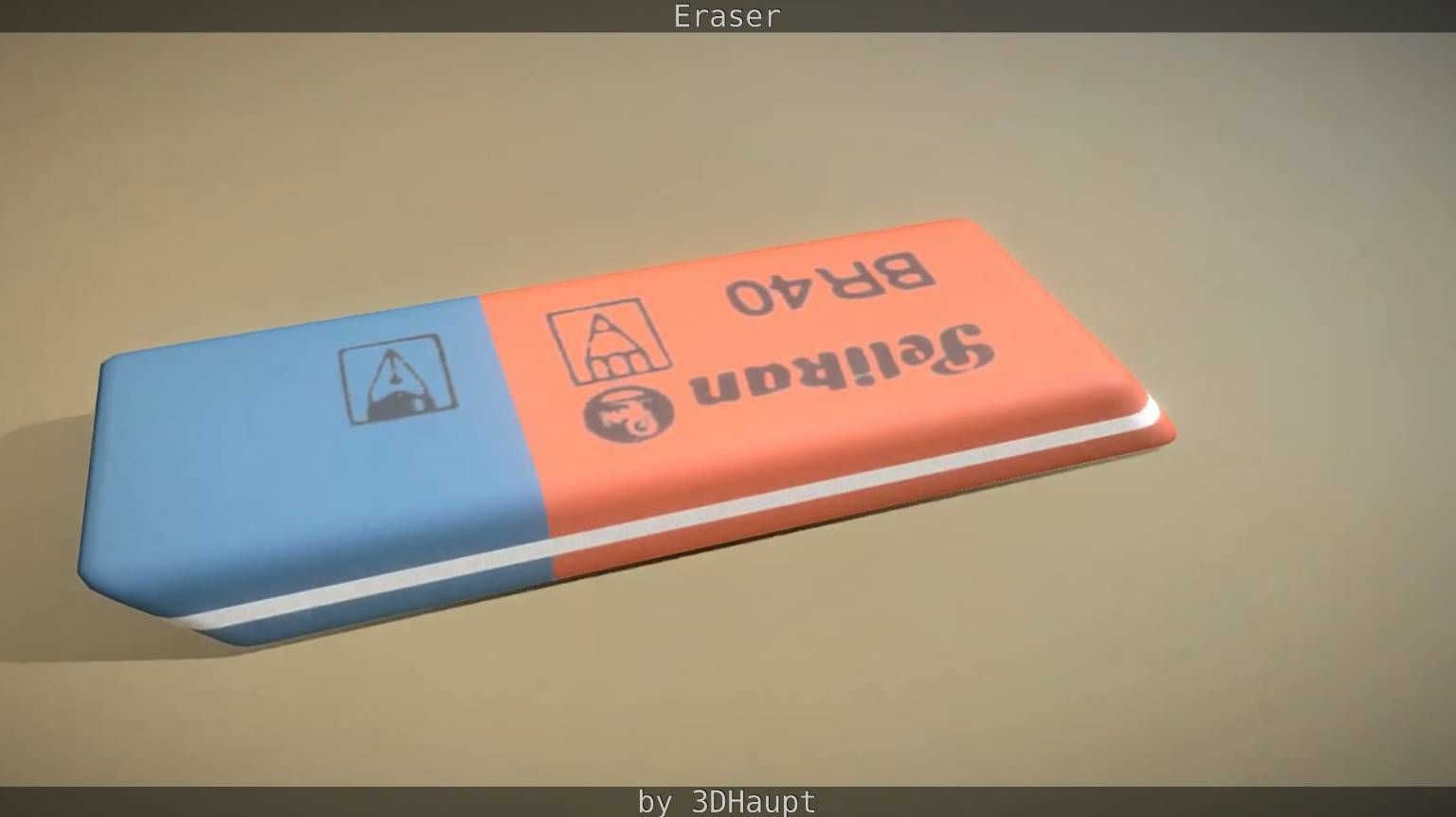 Eraser orange pencil on table Low-poly 3D model_34