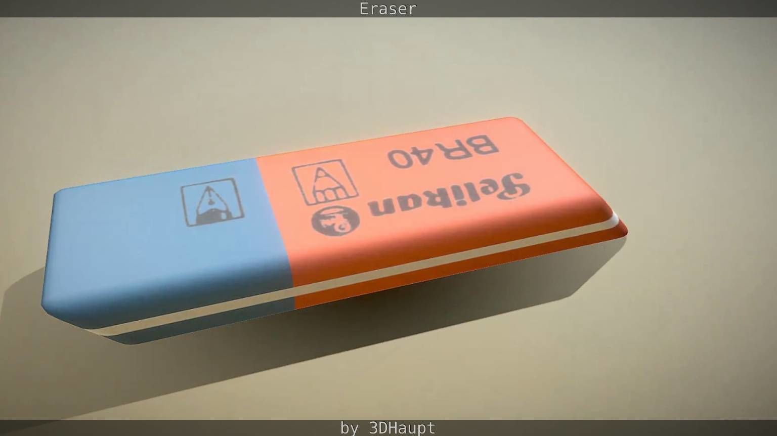 Eraser orange pencil on table Low-poly 3D model_35