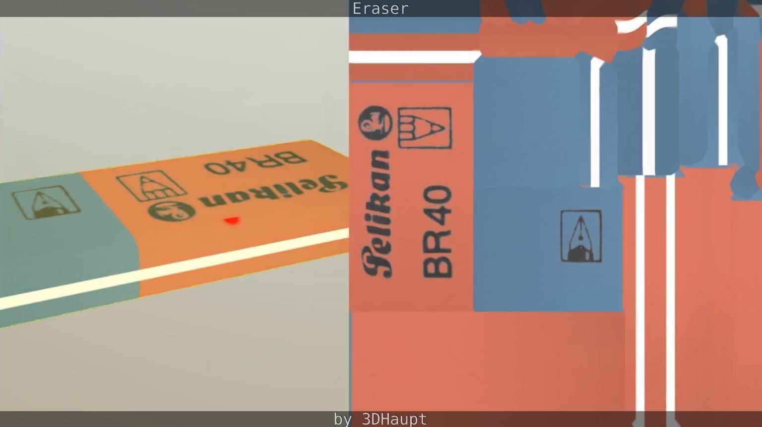 Eraser orange pencil on table Low-poly 3D model_44