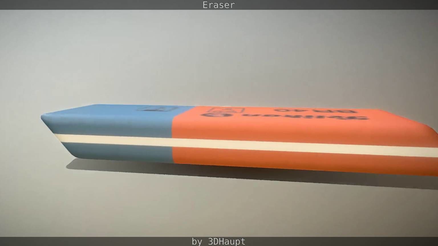 Eraser orange pencil on table Low-poly 3D model_19