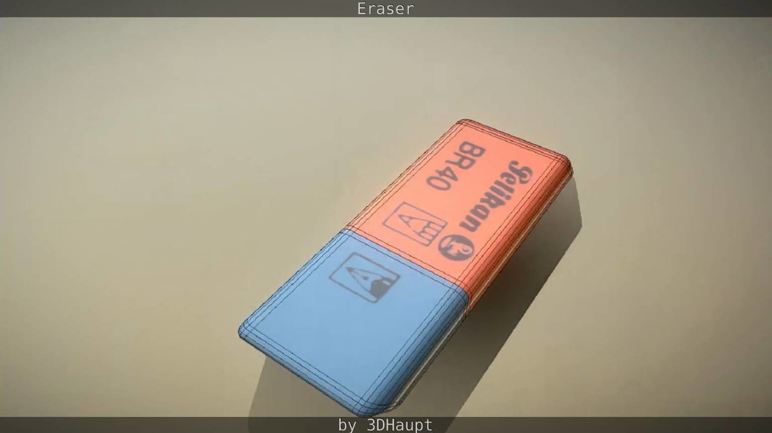 Eraser orange pencil on table Low-poly 3D model_80