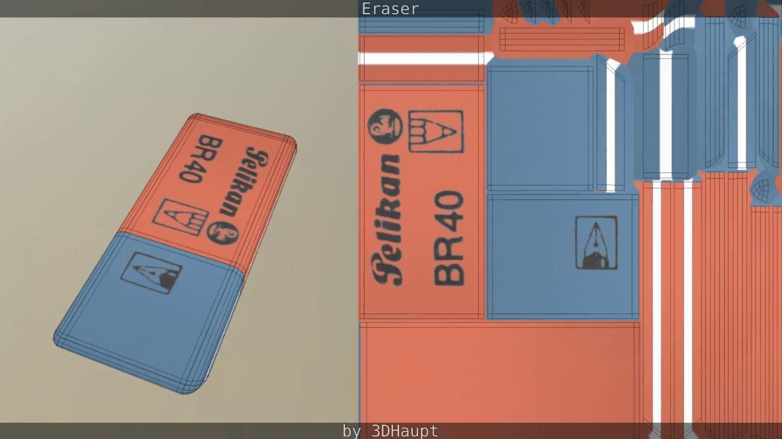 Eraser orange pencil on table Low-poly 3D model_51