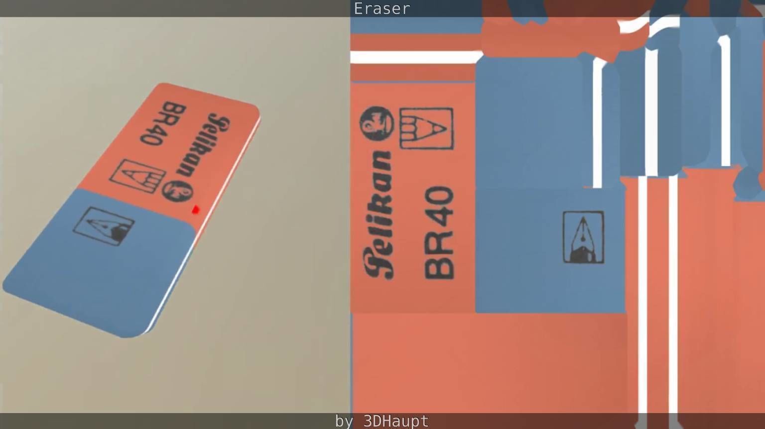 Eraser orange pencil on table Low-poly 3D model_48