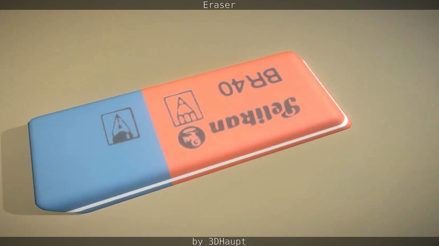 Eraser orange pencil on table Low-poly 3D model_33