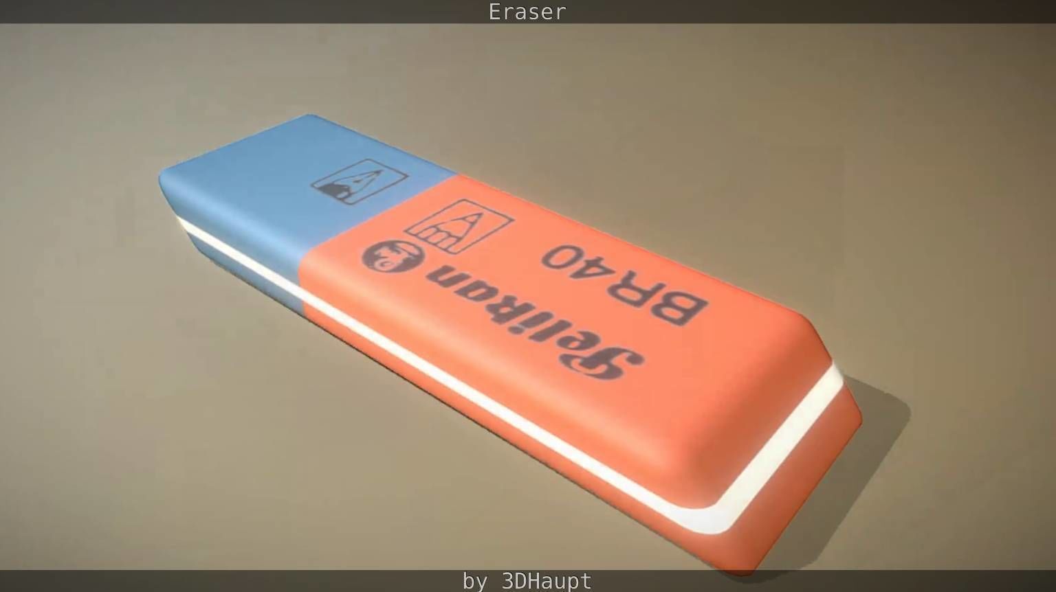 Eraser orange pencil on table Low-poly 3D model_28