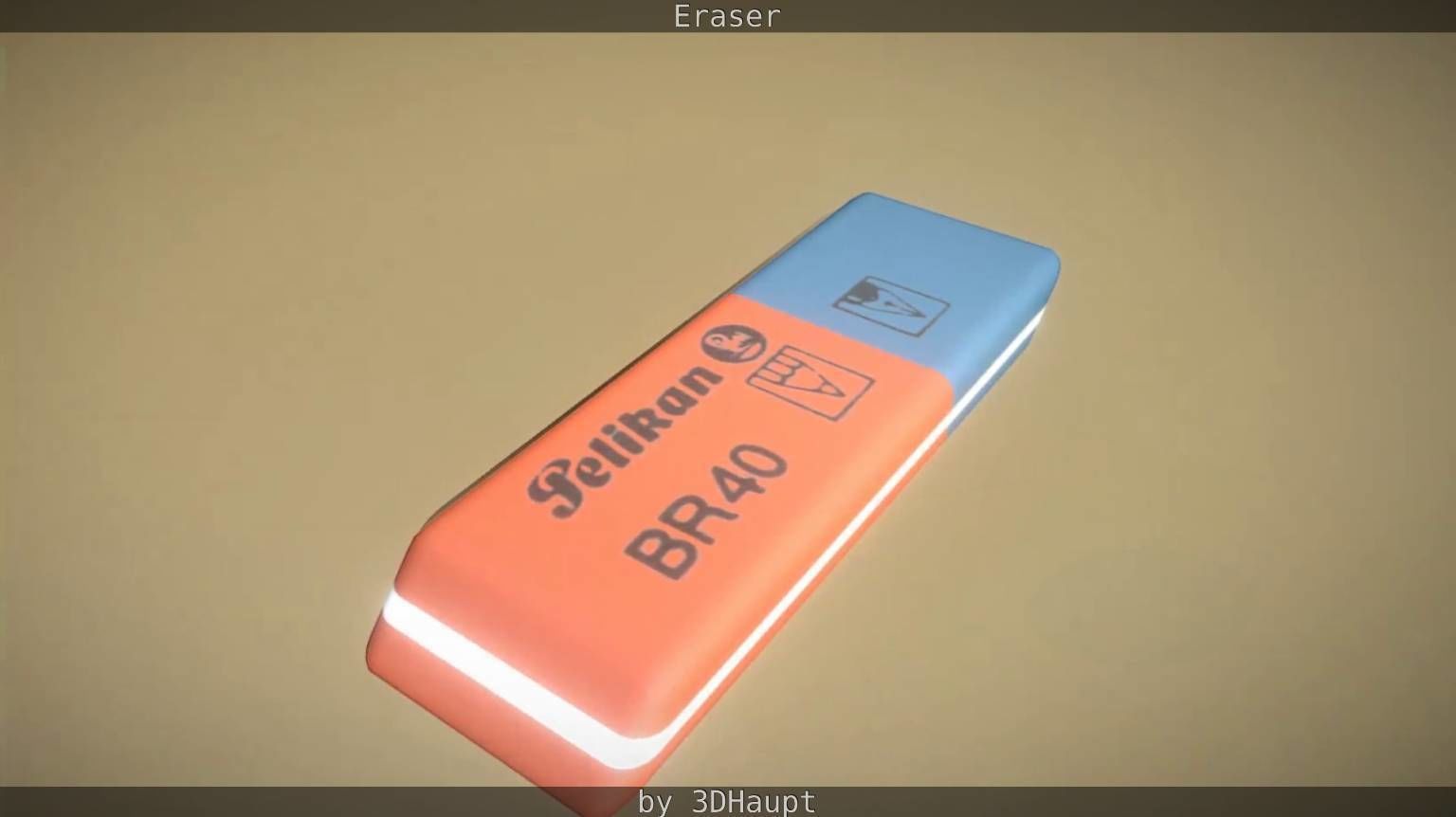 Eraser orange pencil on table Low-poly 3D model_83