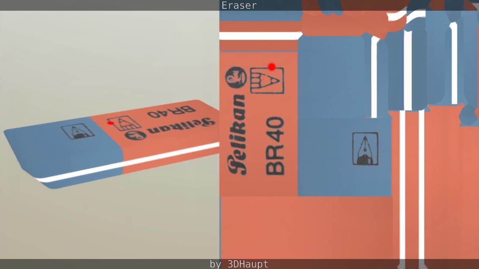 Eraser orange pencil on table Low-poly 3D model_46