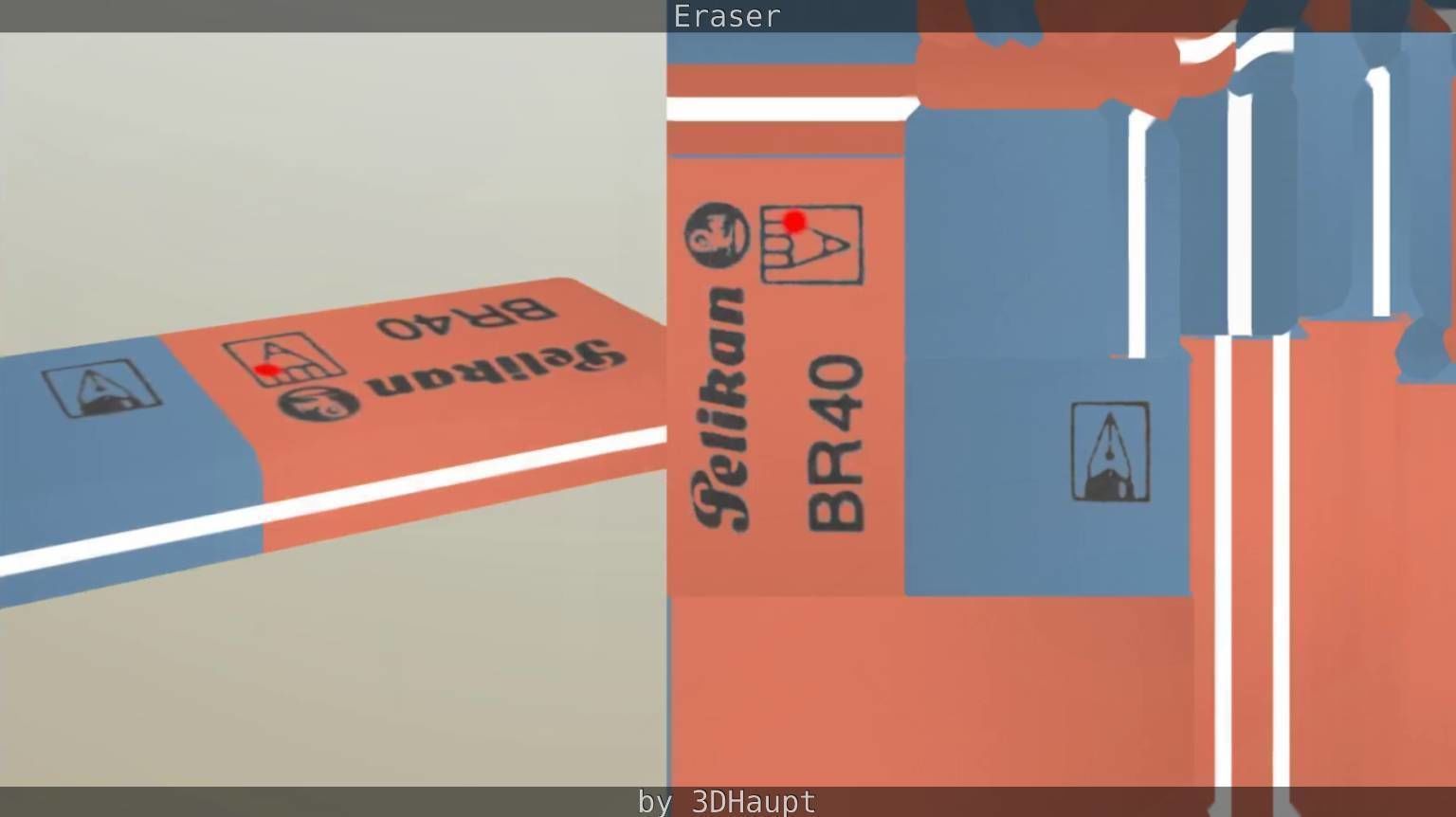 Eraser orange pencil on table Low-poly 3D model_45