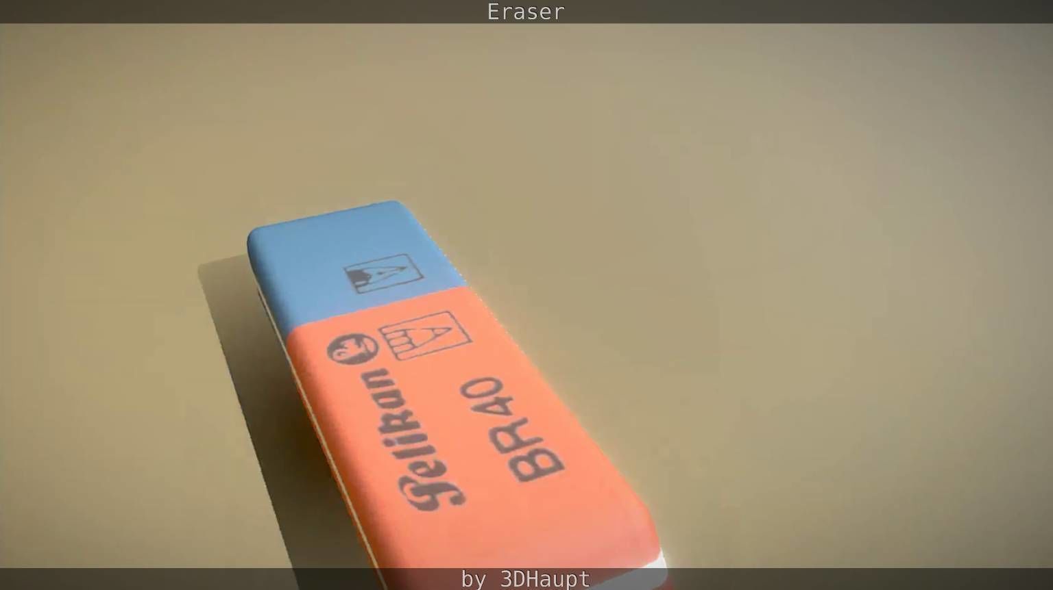 Eraser orange pencil on table Low-poly 3D model_81