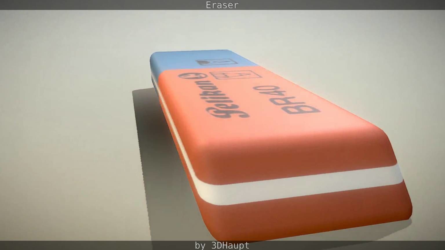 Eraser orange pencil on table Low-poly 3D model_17