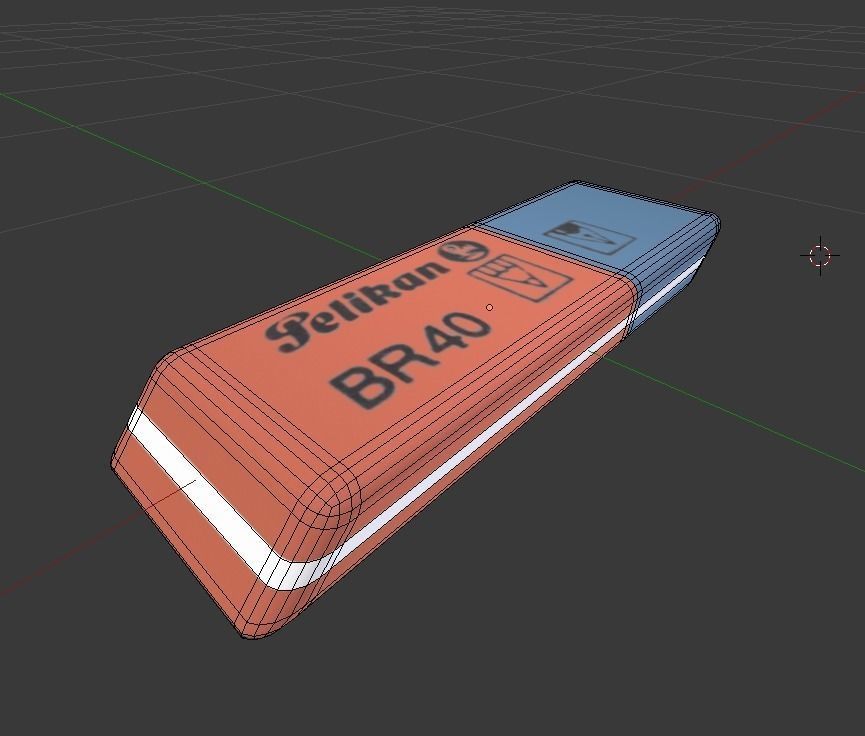 Eraser orange pencil on table Low-poly 3D model_8