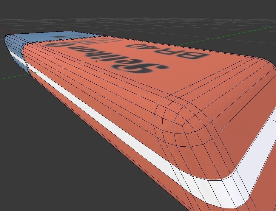 Eraser orange pencil on table Low-poly 3D model_11