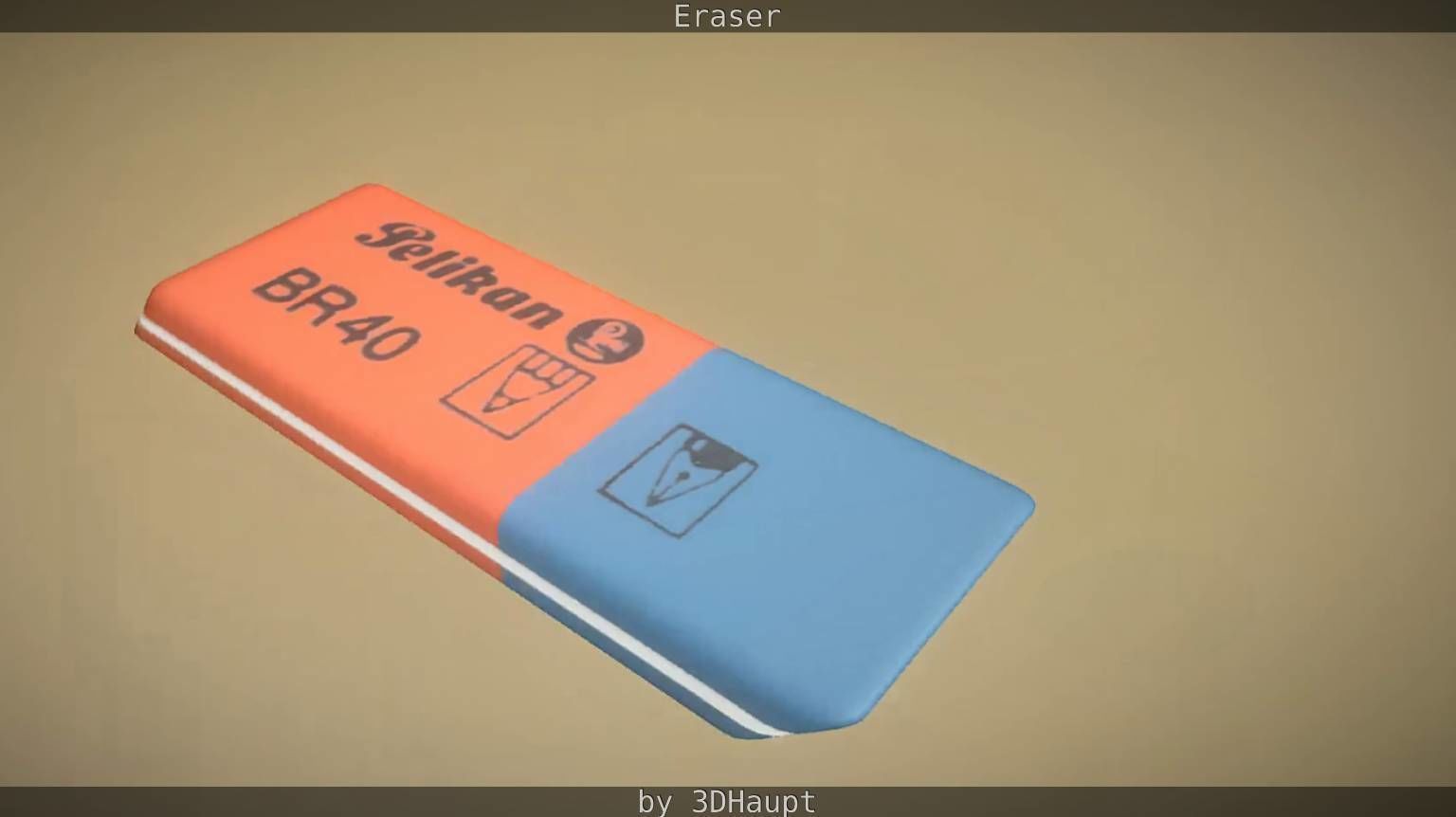 Eraser orange pencil on table Low-poly 3D model_25