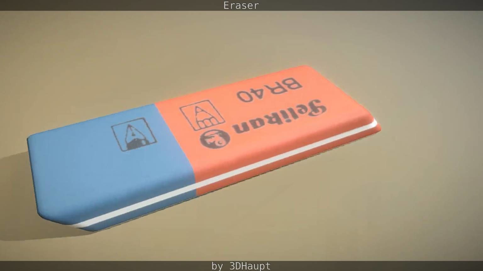 Eraser orange pencil on table Low-poly 3D model_32