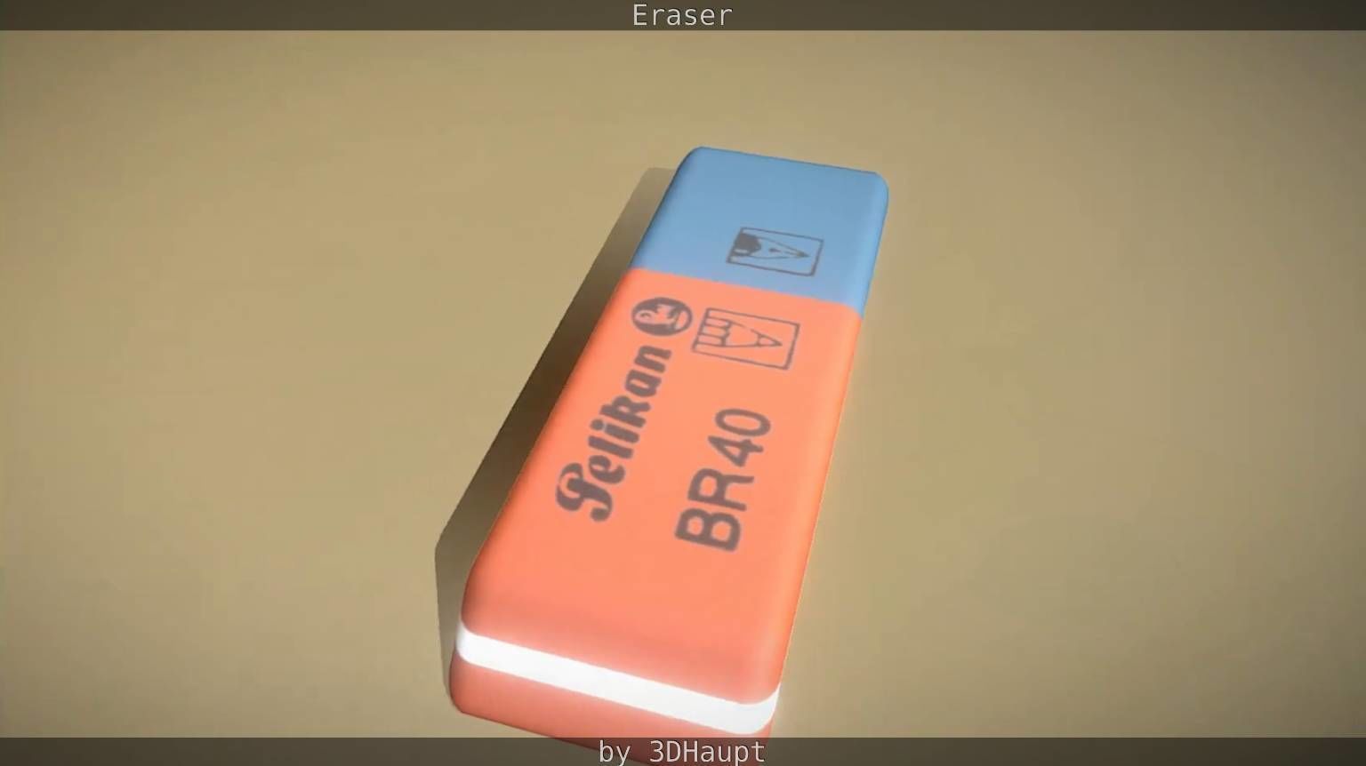Eraser orange pencil on table Low-poly 3D model_82