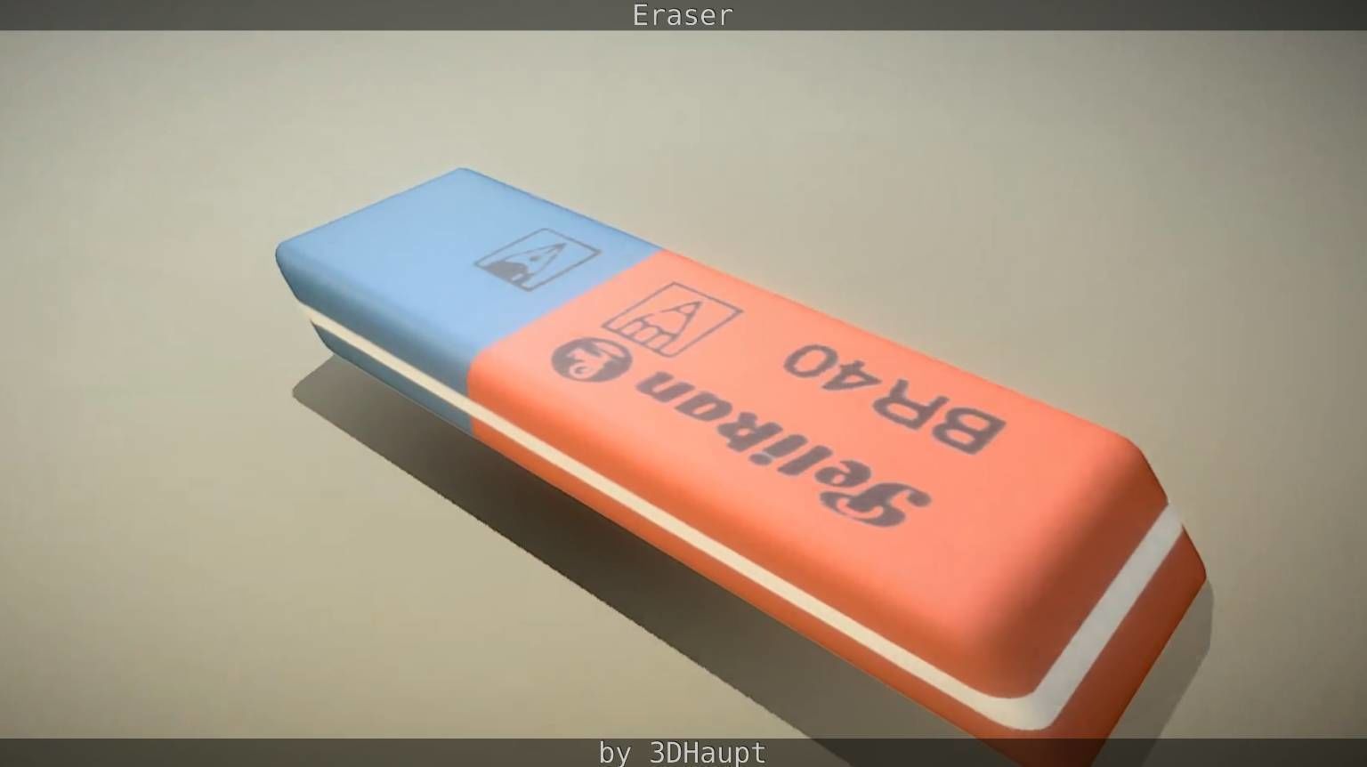 Eraser orange pencil on table Low-poly 3D model_27