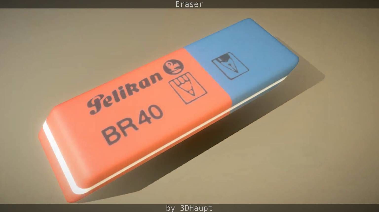 Eraser orange pencil on table Low-poly 3D model_30
