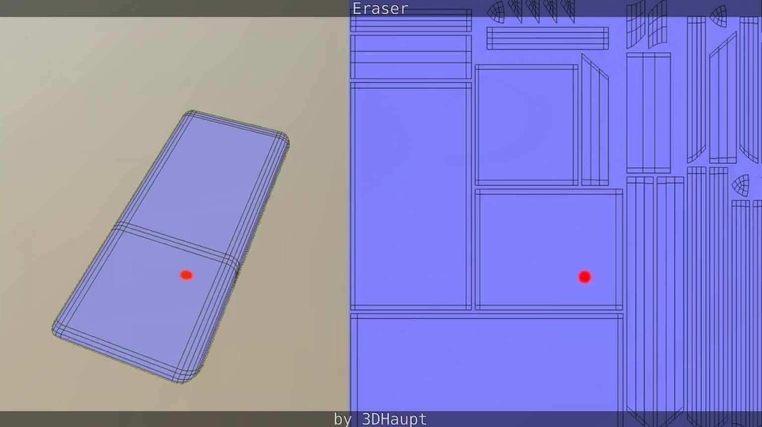 Eraser orange pencil on table Low-poly 3D model_64