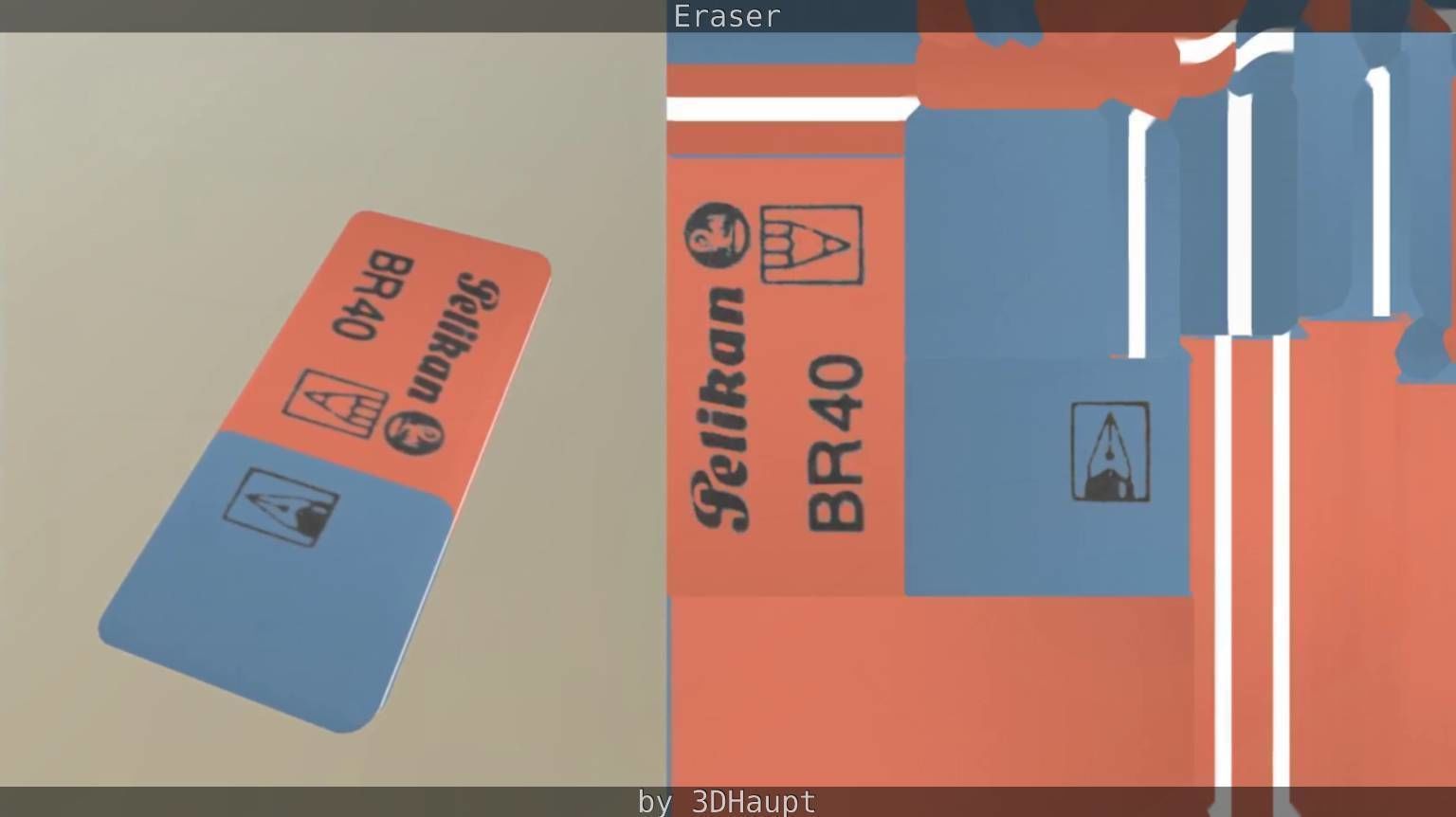 Eraser orange pencil on table Low-poly 3D model_49