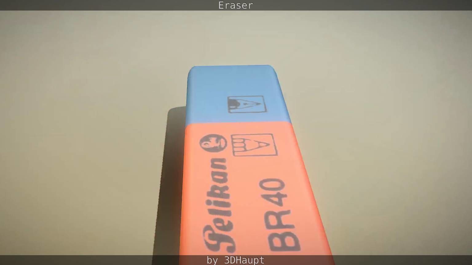 Eraser orange pencil on table Low-poly 3D model_26