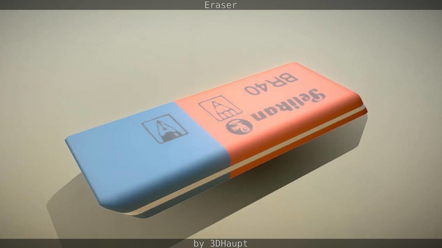 Eraser orange pencil on table Low-poly 3D model_37