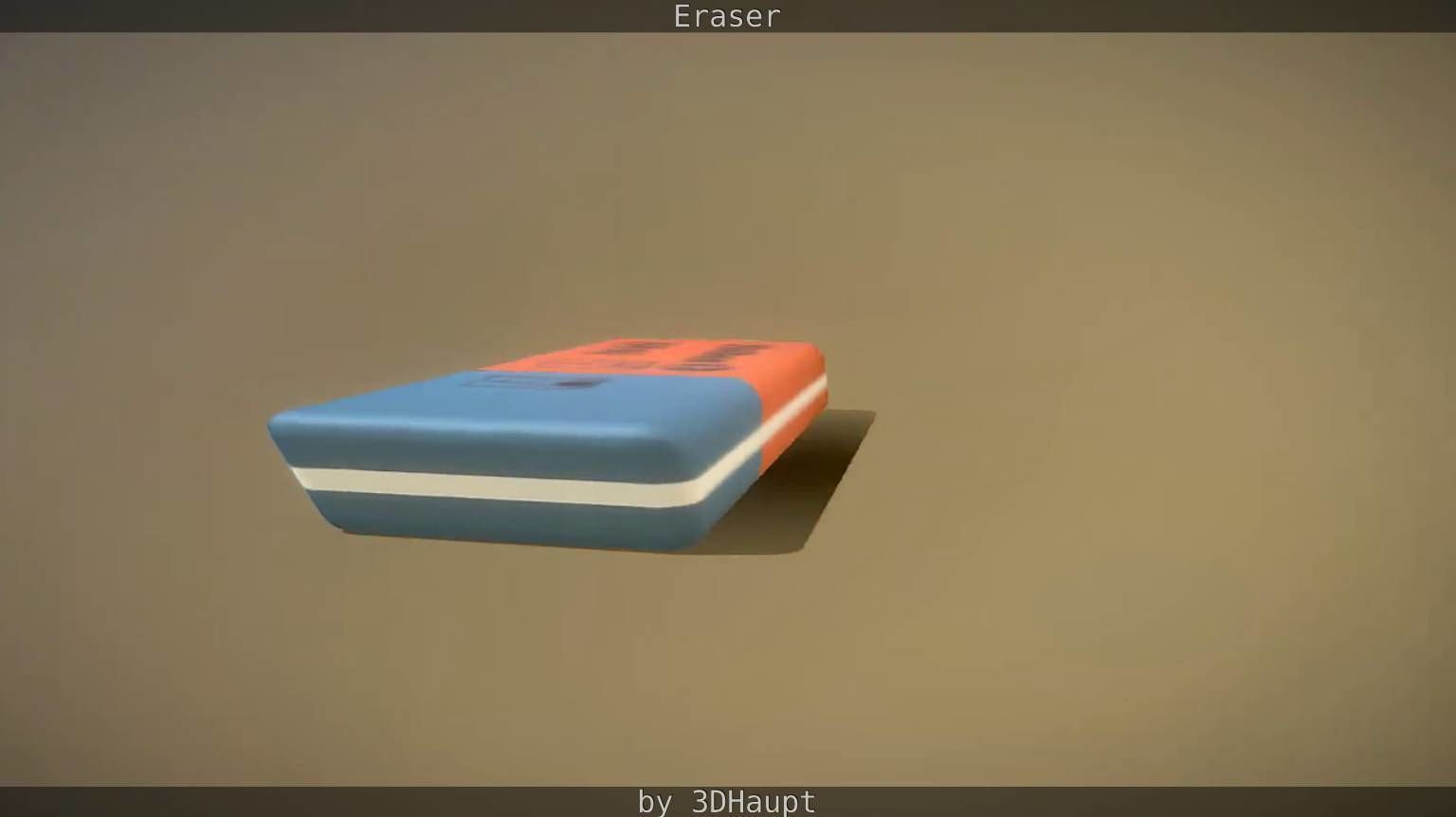 Eraser orange pencil on table Low-poly 3D model_24