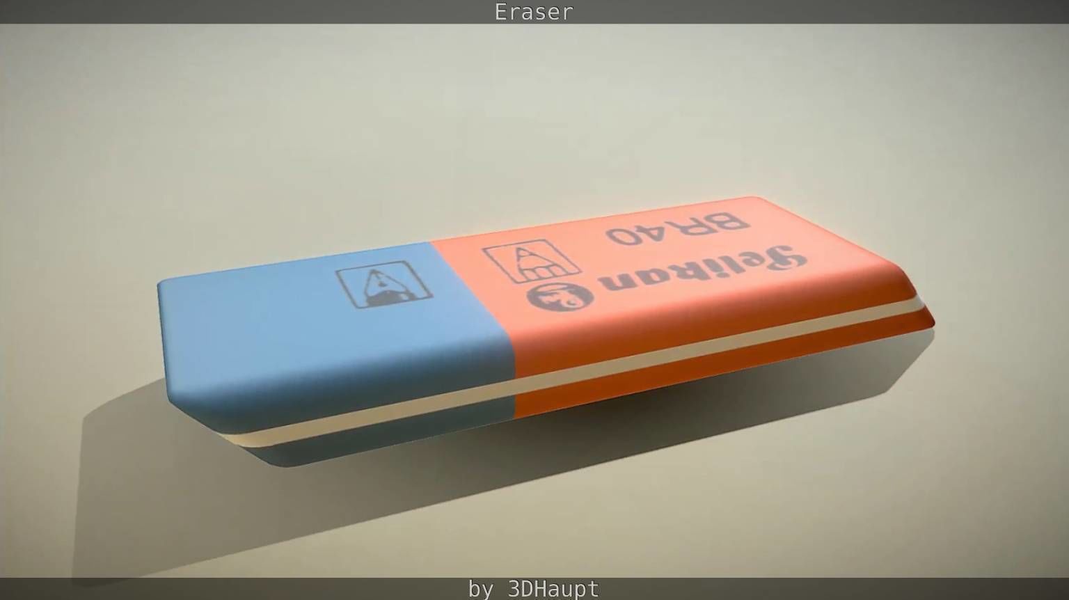 Eraser orange pencil on table Low-poly 3D model_41
