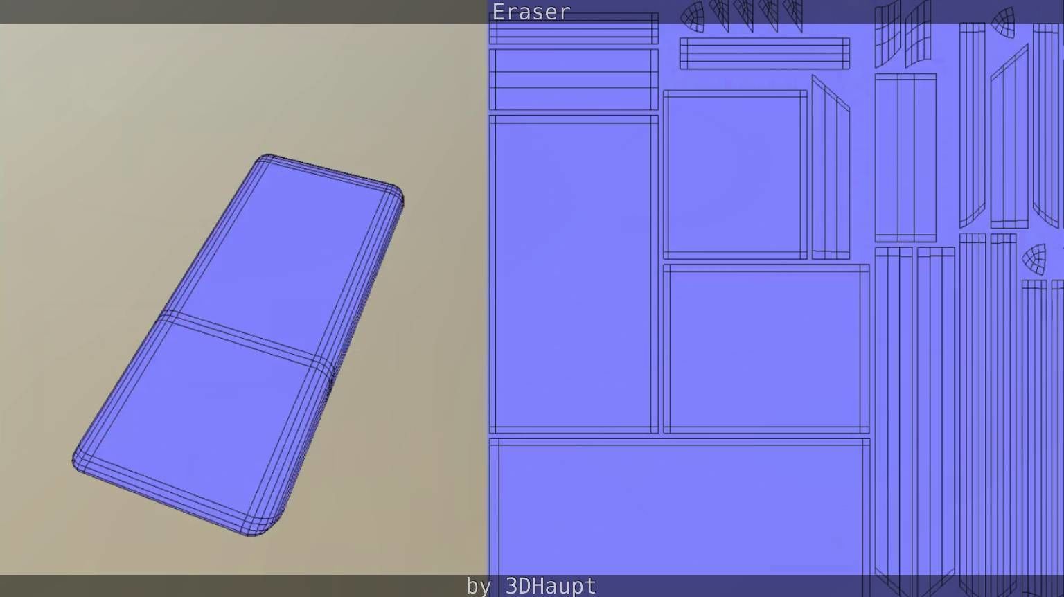 Eraser orange pencil on table Low-poly 3D model_60