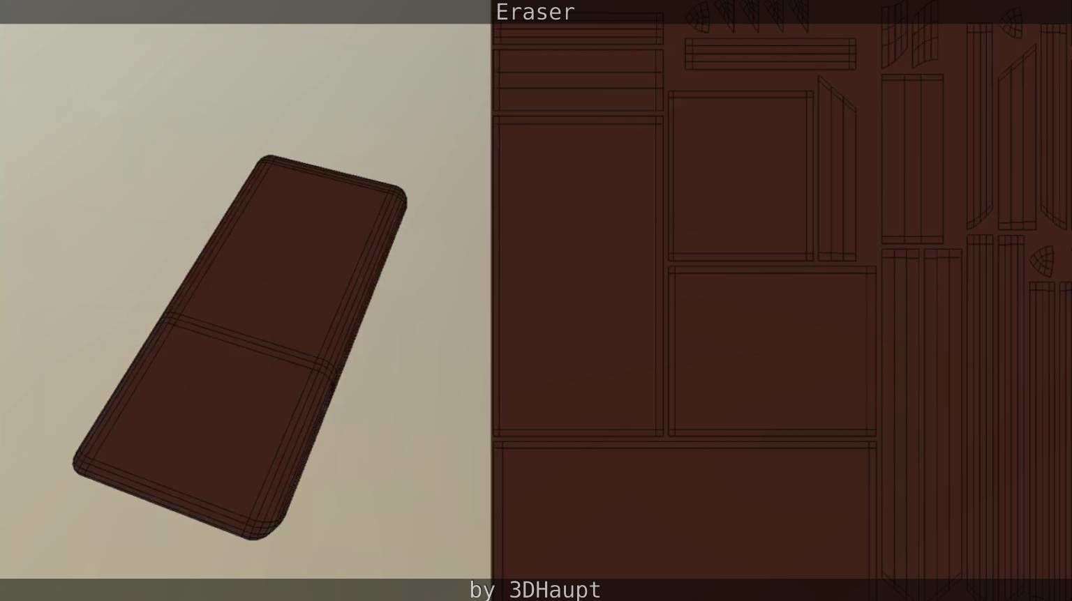 Eraser orange pencil on table Low-poly 3D model_58