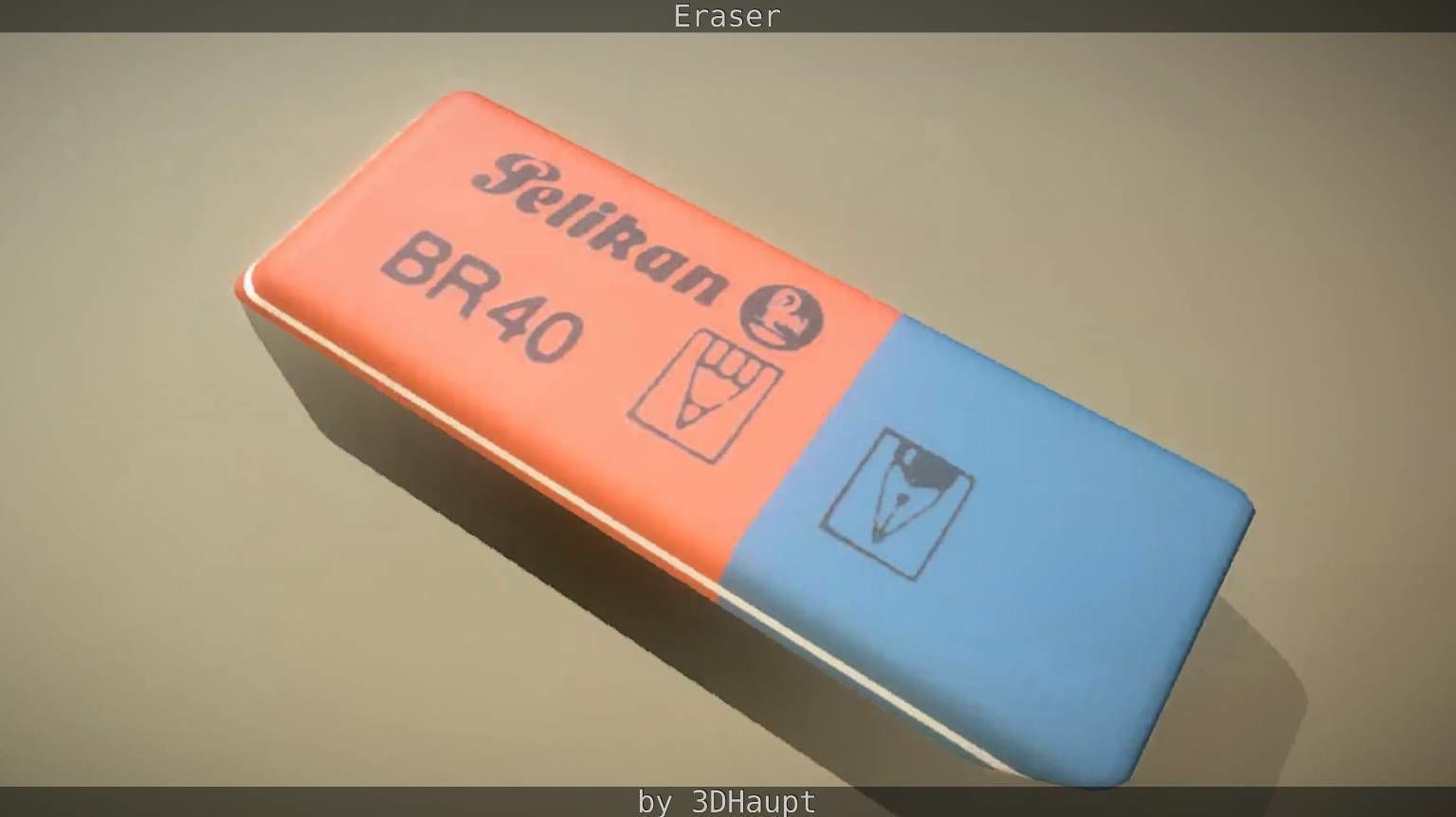 Eraser orange pencil on table Low-poly 3D model_31
