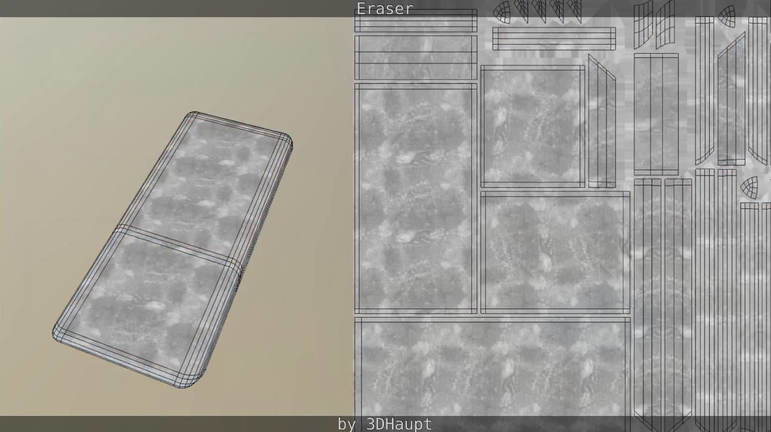 Eraser orange pencil on table Low-poly 3D model_54