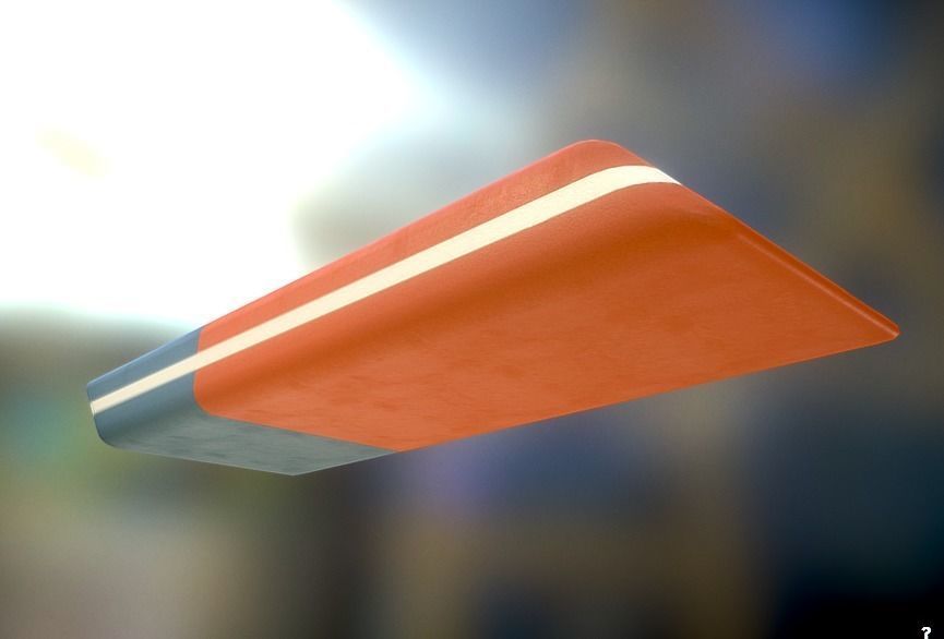 Eraser orange pencil on table Low-poly 3D model_10