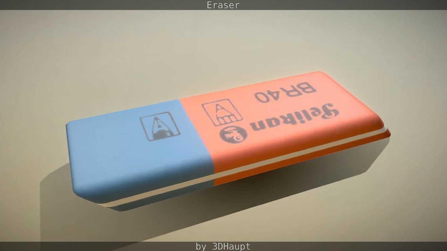Eraser orange pencil on table Low-poly 3D model_36