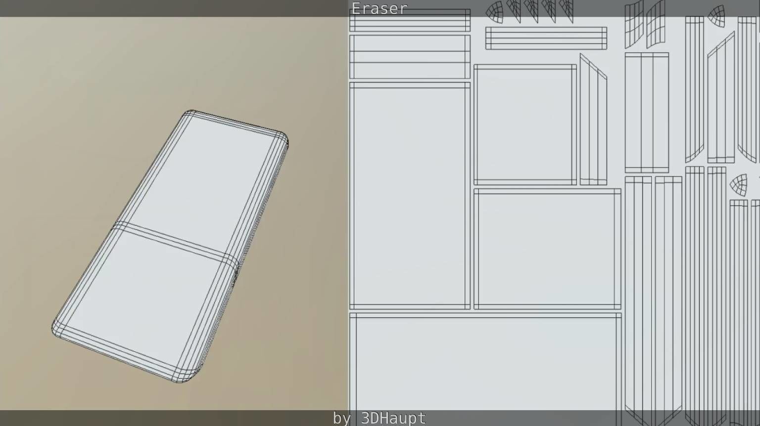 Eraser orange pencil on table Low-poly 3D model_73