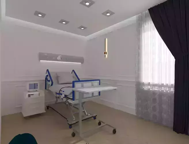 Modern Hospital Room Realistic Medical Interior 3D Model Low-poly 3D model