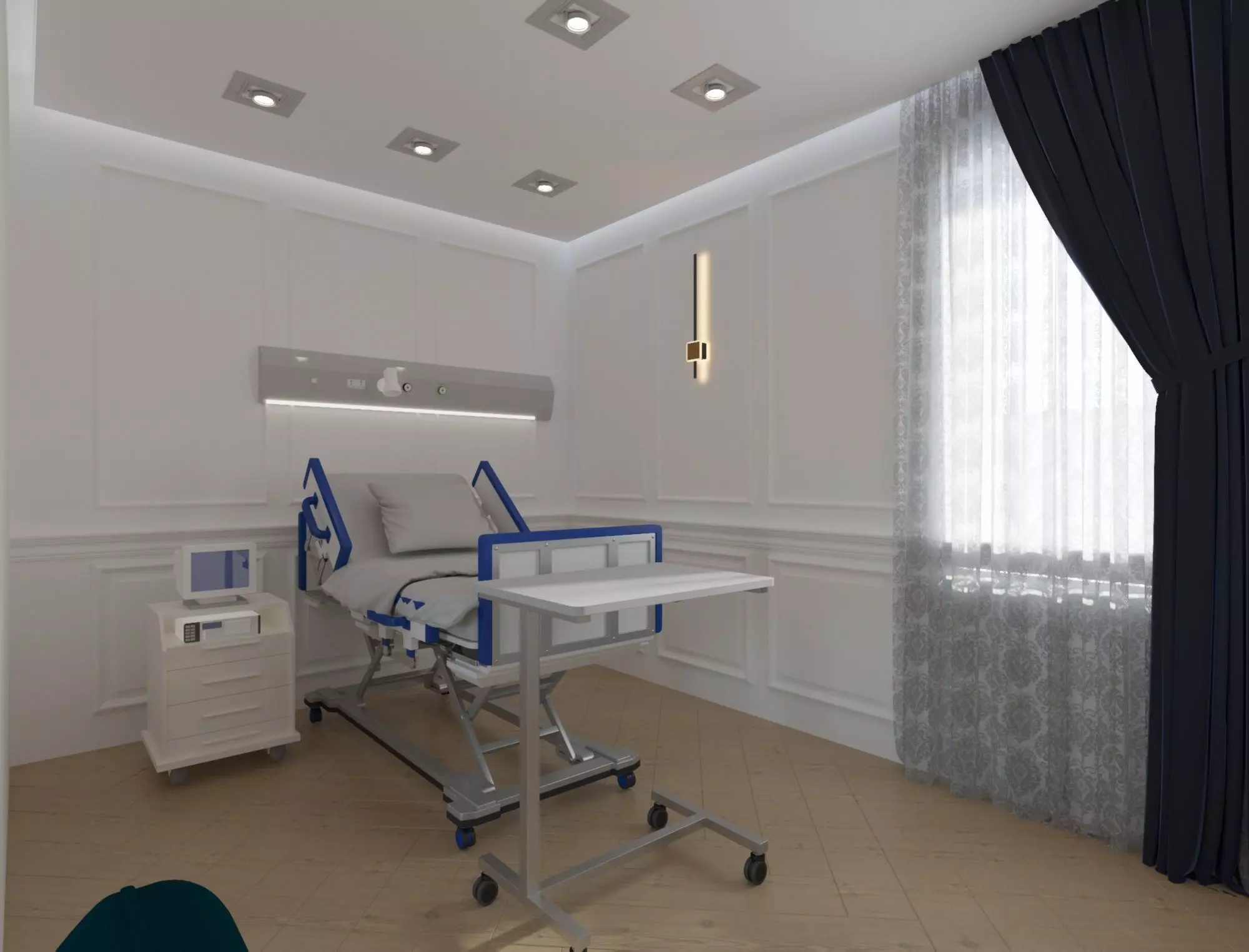 Modern Hospital Room Realistic Medical Interior 3D Model Low-poly 3D model_0