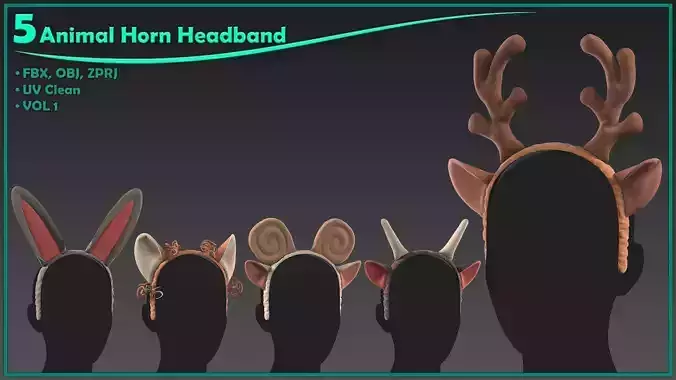 5 fabric animal horn headband