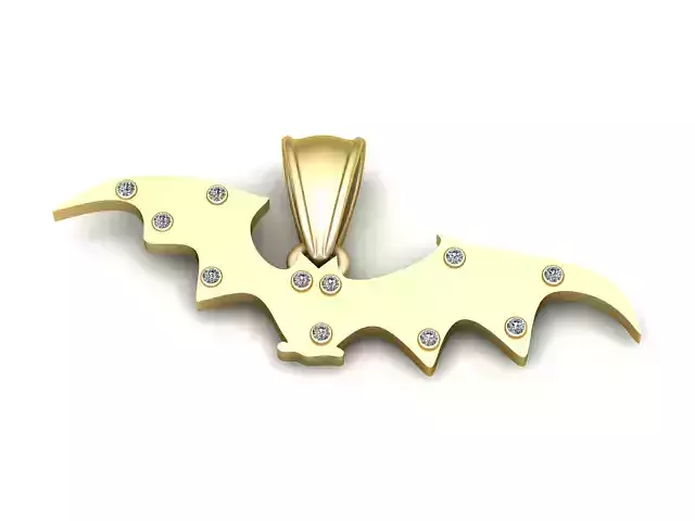 Golden Bat Pendant  3D Printable Model