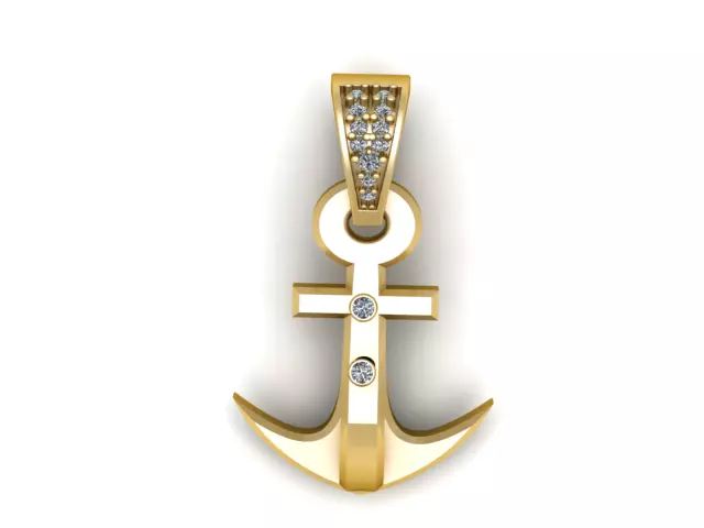 Gold Anchor Pendant 3D Printable Model 3D print model