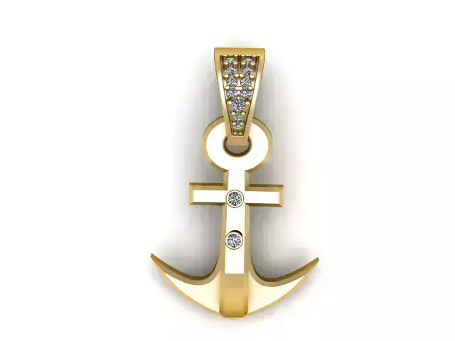  Gold Anchor Pendant 3D Printable Model