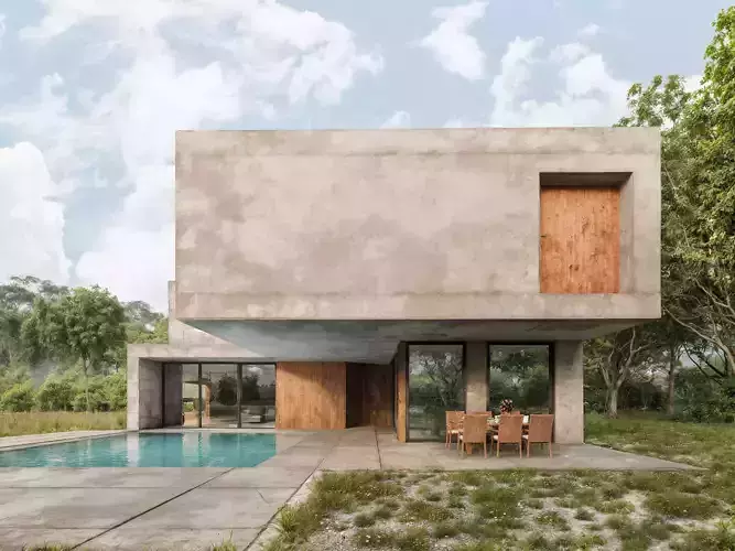 Concrete Villa 01 3D model 3