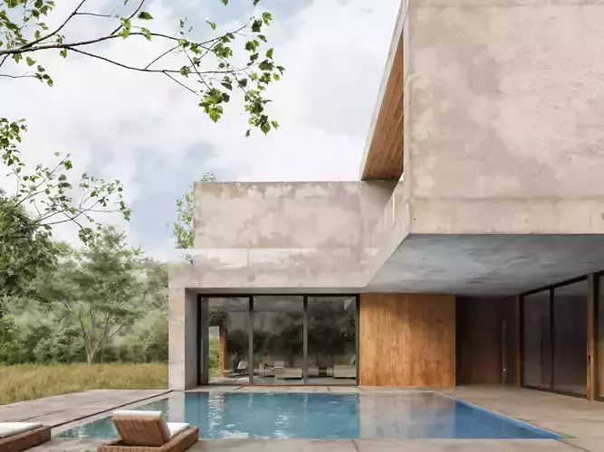 Concrete Villa 01 3D model 5