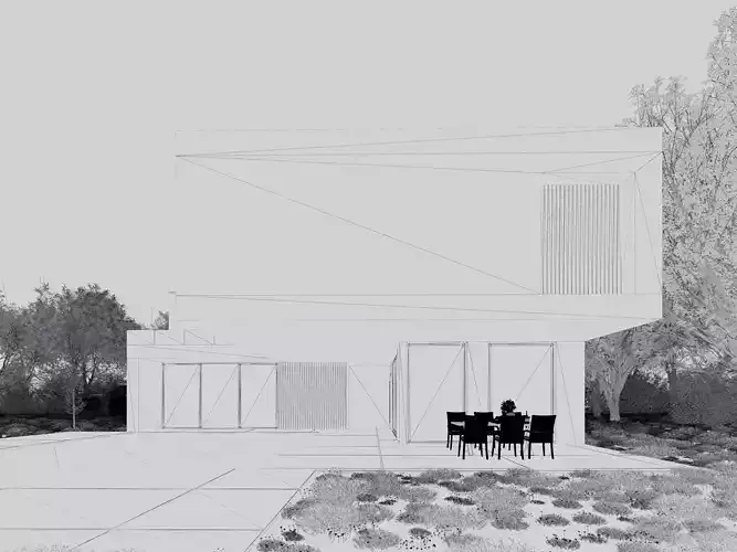 Concrete Villa 01 3D model 4