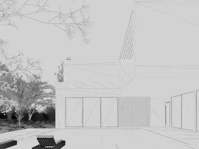 Concrete Villa 01 3D model 6